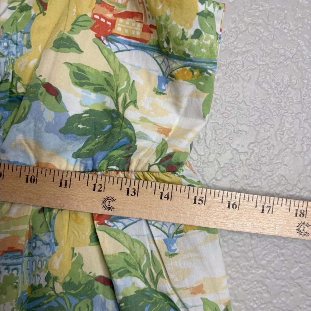 Abercrombie and Fitch Sweetheart Babydoll Maxi Dress Beach Lemon Print NWT